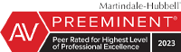 Martindale-Hubbell | AV Preeminent | Peer Rated Foe Highest Level Of Professional Excellence | 2023